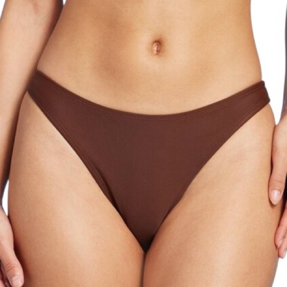 WILD FABLE rust/brown low rise extra high leg cheeky swim bikini bottom NWT